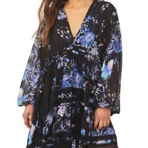 Free People Women's Cherry Blossom Mini Dress (Black Combo, Small)